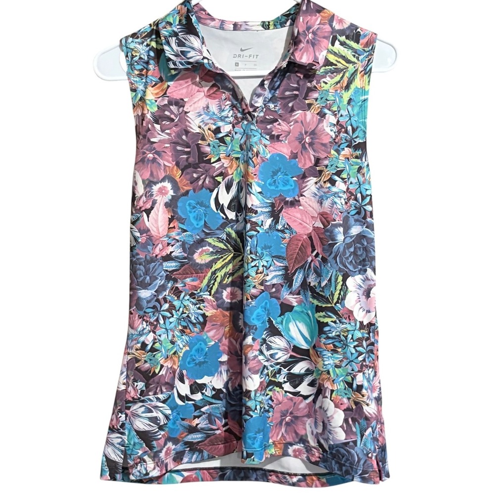 Nike Dri-FIT‎ Sleeveless Golf Polo Women's Small Tropical Floral Print